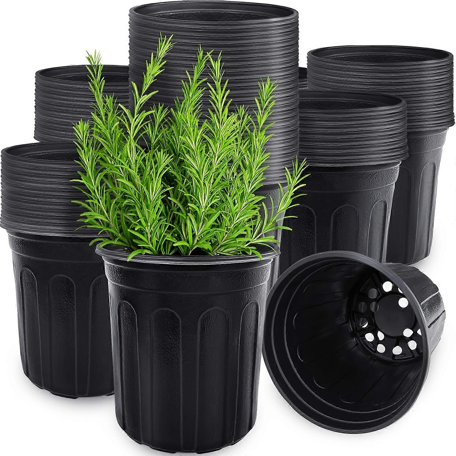 Classic Style 60-Pack 1-Gallon Nursery Pots with Drainage Holes, Round Plastic Plant Containers for Indoor and Outdoor Use, Floor Mounted, Patterned D