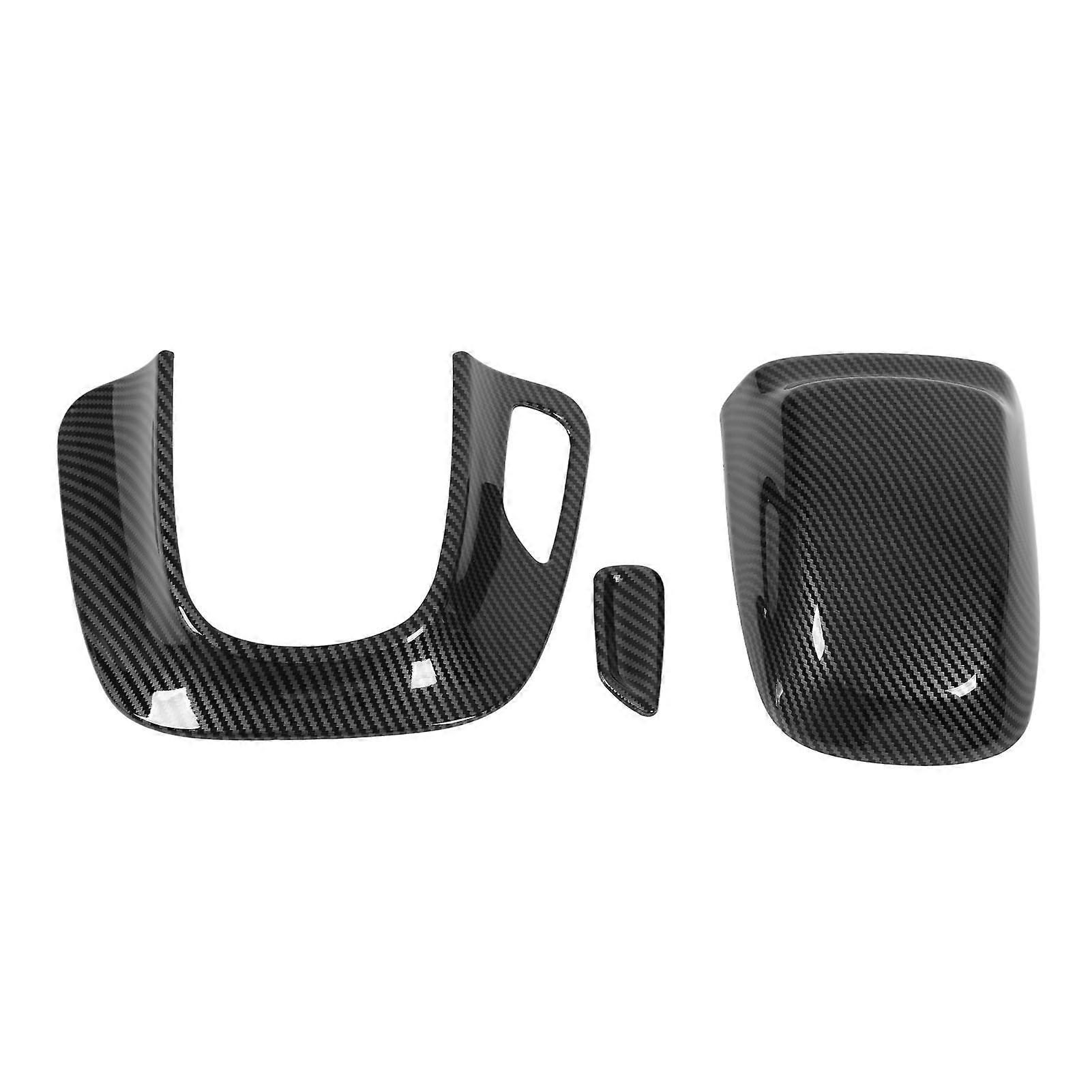3 Pcs Front Seat Headrest Trim Cover Carbon Fiber Style Button Ring Frame Protector Replacement for Mercedes?Benz C?class W206