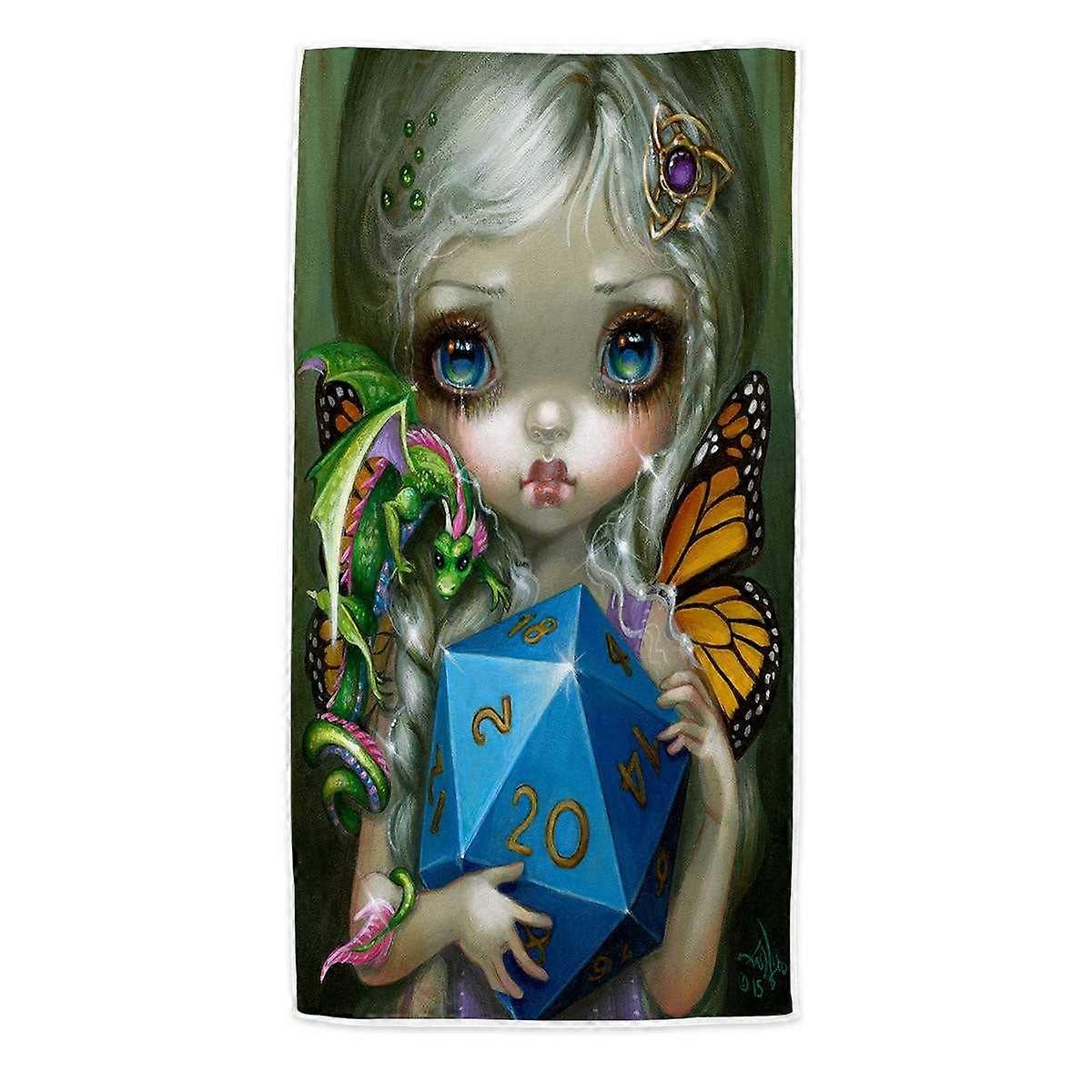 Chasing Dragons 20 Sided Dice Fairy Microfiber Beach Towel