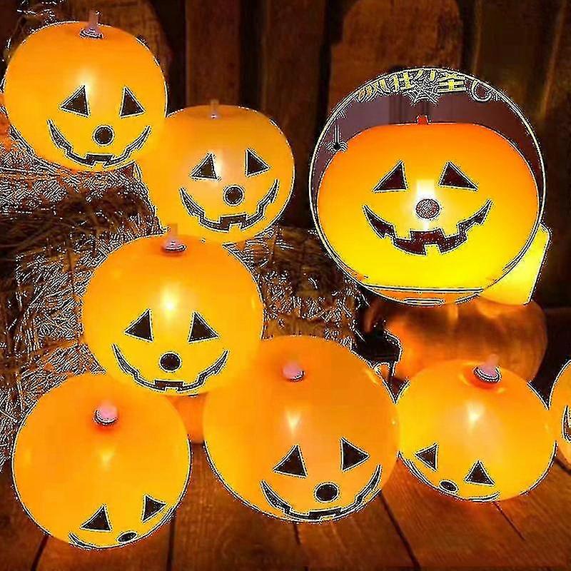 5pcs Led Light Up Balloon Latex Pumpkin Balloons Halloween Party Decorations For Home Halloween Pumpkin Decor