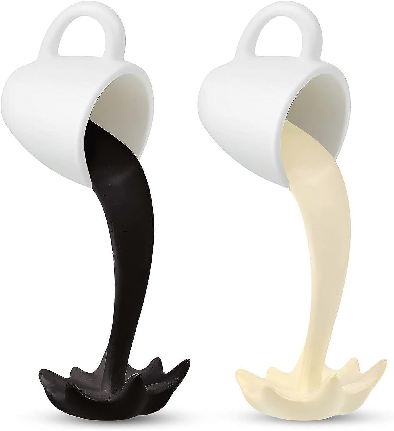 2 Pieces Floating Coffee Cups Coffee Bar Accessories Funny Pouring Spilling Splash Coffee Mugs Sculpture Art Decoration for Home and Kitchen, Present