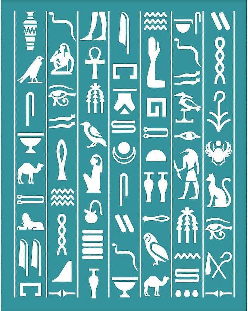 4x5 Inch Egyptian Script Clay Stencils Bird Snake Silk Screen for Polymer Egyptian Theme Silk Screen Stencils Mesh Transfer Stencils Mesh Stencil for 