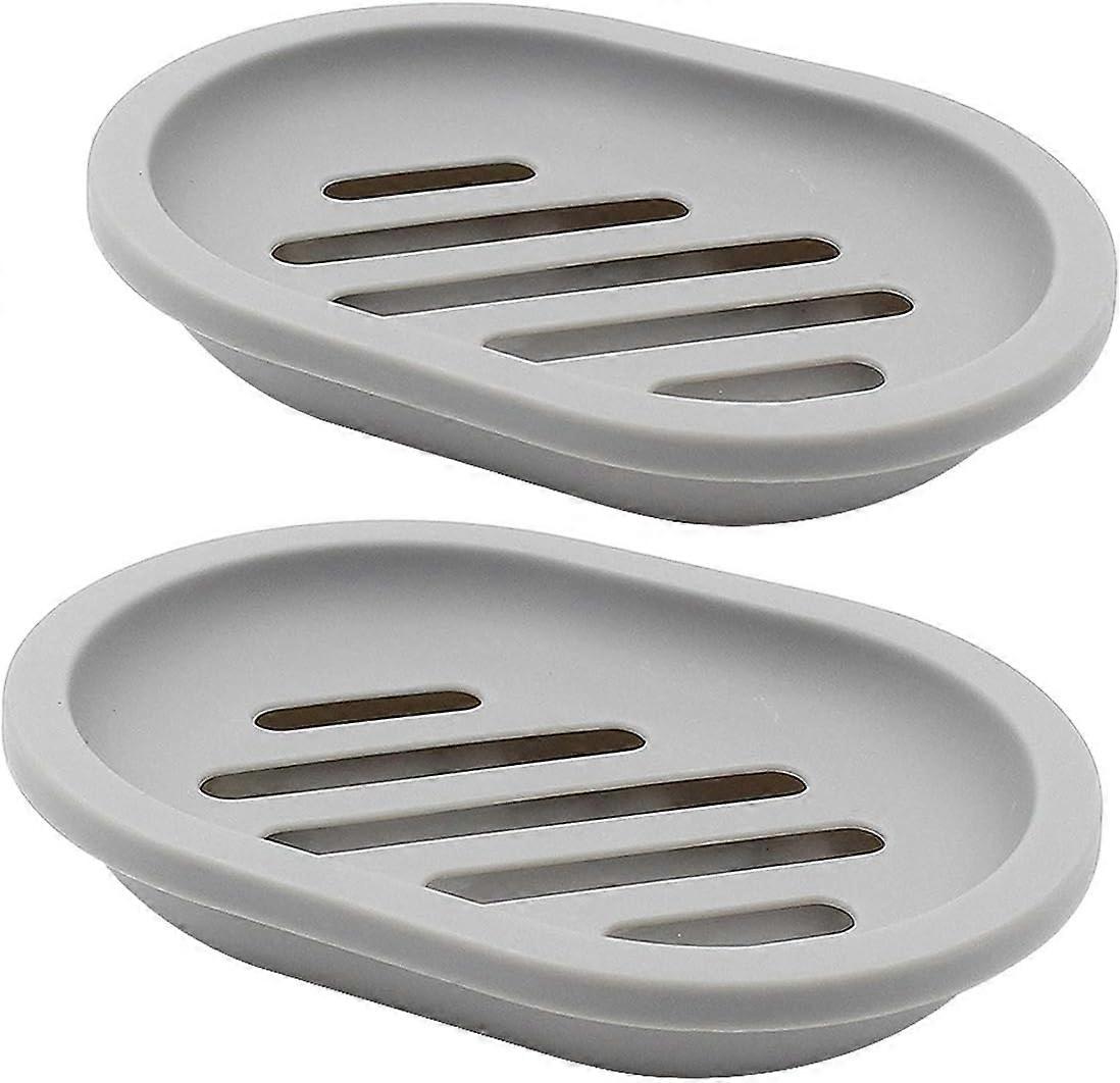 2-Pack Soap Dish with Drain, Soap Holder, Soap Saver, Easy Cleaning, D