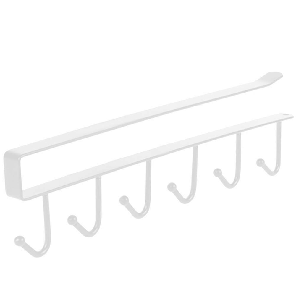 6 Hooks Seamless Under Cabinet Hanger Rack Kitchen Cupboard Hanging Storage Shelf Hook(White)