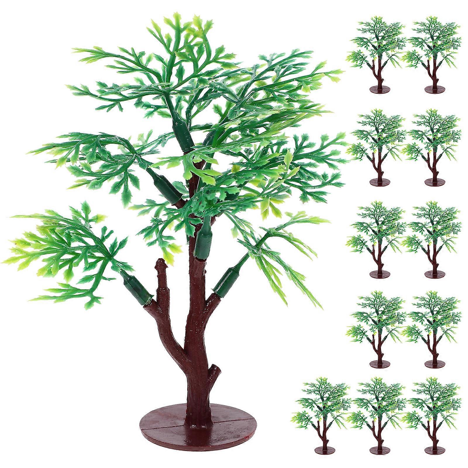 12Pcs Model Trees Miniature Landscape Trees Mini Plastic Trees for Sand Table Dolls House