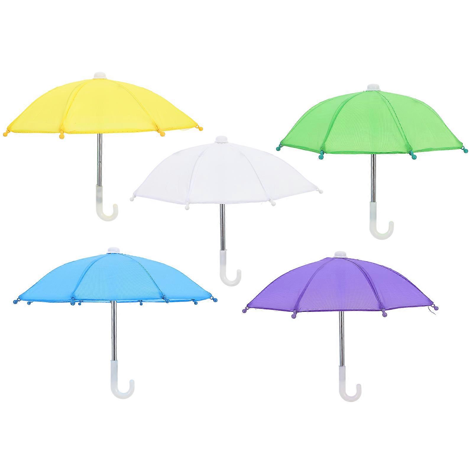 5pcs Mini Umbrella Decor Doll House Solid Color Umbrella Model Decoration