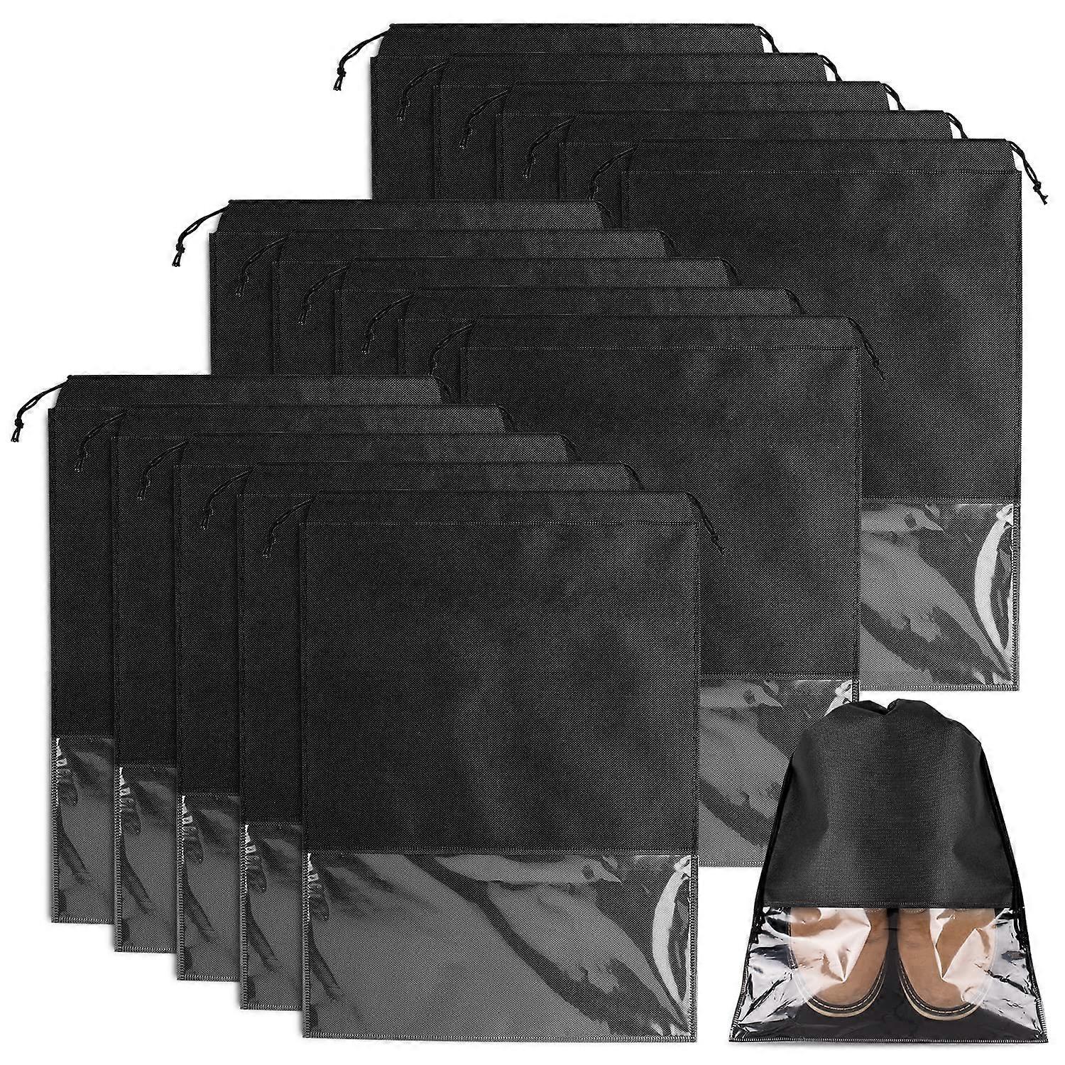 15 PCS Travel Shoe Bags, Large Shoe Storage Bag, Dustproof Portable Drawstring with Clear Window