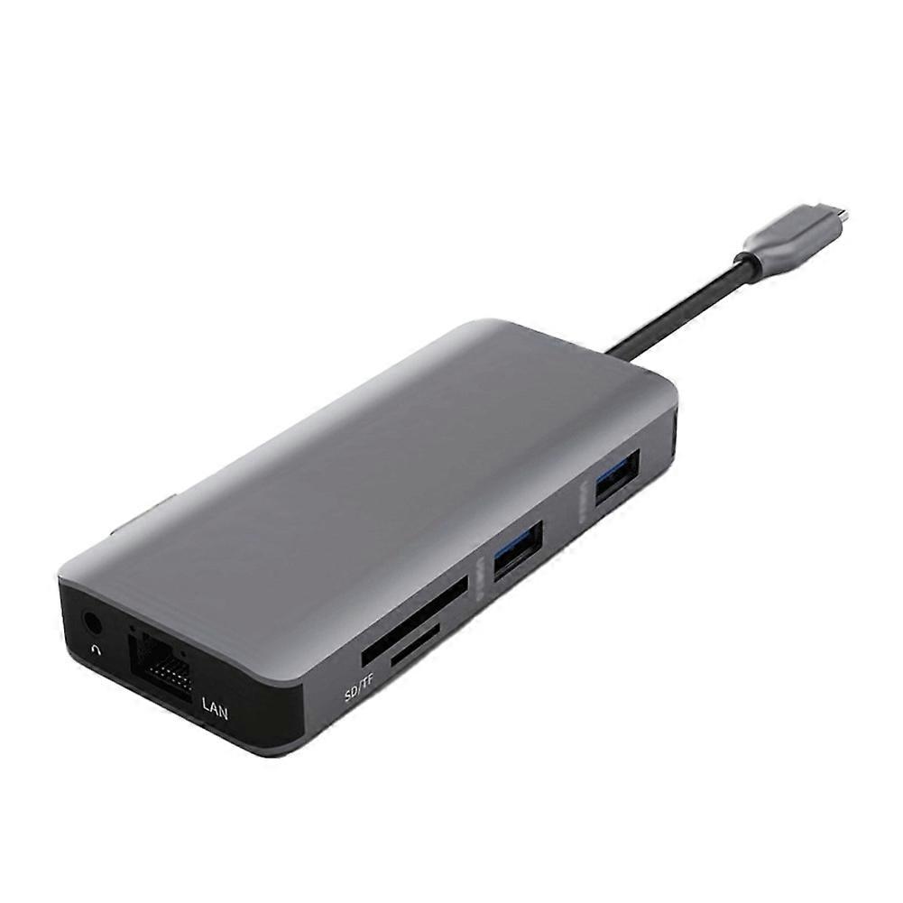 9in1 Type C Hub RJ-45 VGA -Compatible Ports USB C Dongle 2 USB2.0 & 1 USB C PD 100W Ports 3.5mm Aud