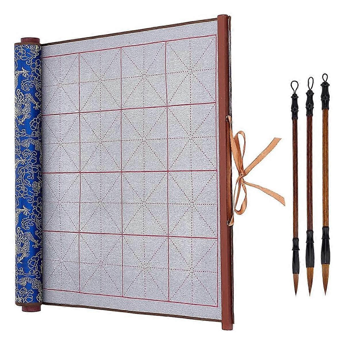 Reusable Water Writing Magic Cloth Inkless Chinese Calligraphy Set of 3 Traditional Calligraphy Writing Brush Pens Set 1
