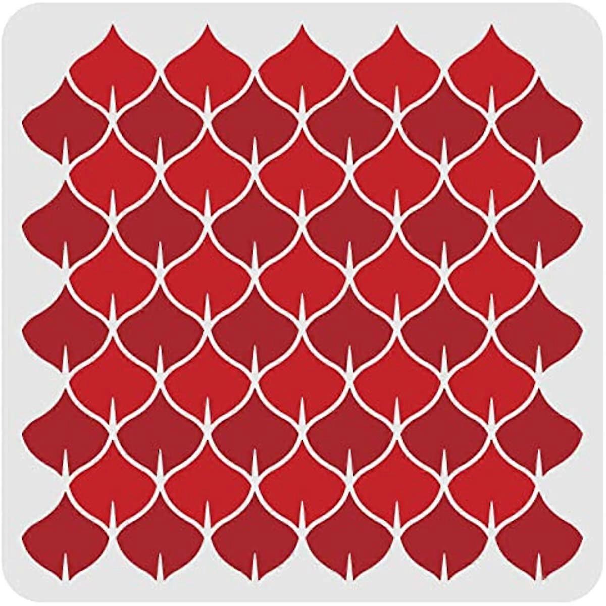 Fish Scale Stencil Dragon Scales Tiles Stencil Templete 11.8x11.8 inch Plastic Mermaid Scale Pattern Stencils Reusable Scale Stencils for Floor Wood W