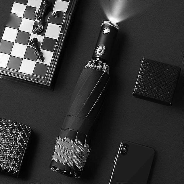 Automatic Umbrella Woman Reflective Stripe Reverse Led Light Umbrella Three Folding Windproof