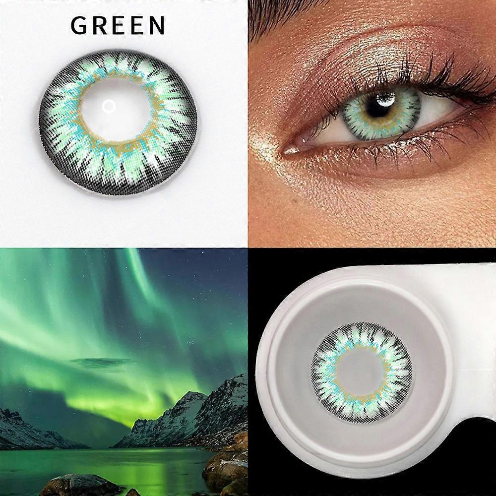1 Paar (2pcs) Kosmetik Kontaktlinsen Kontaktlinse für Augen Schönheit liefert Milchpulver Grün
