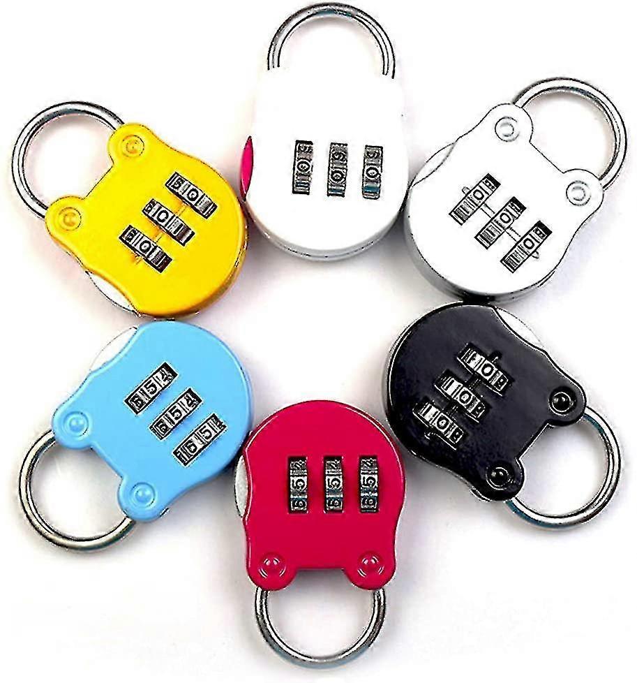 Combination Lock Combination Padlock, 3 Digit Code Padlock, Colorful6 Pcs,random Color)