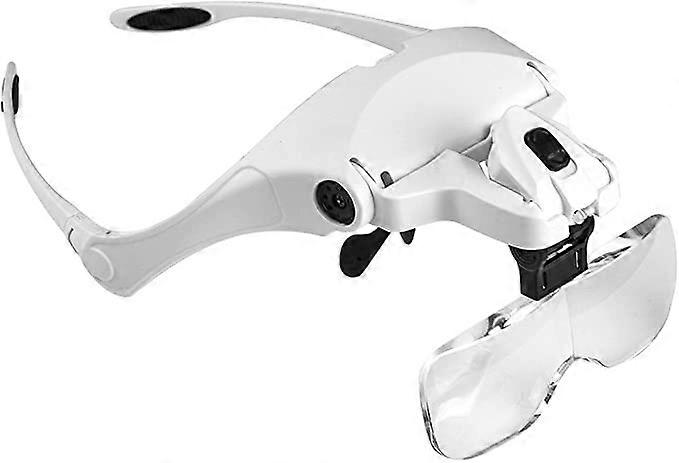 ZK- Magnifier with 2 LED Lights, Magnifying Front Headphones Hands-Free Magnifier for Sewing, Reading, Repair, Jewelry, Watches and Crafts, 5 Detachab