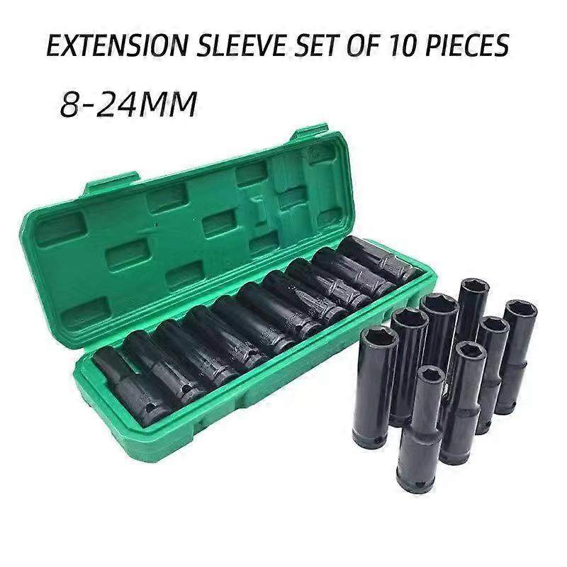 10Pcs of Extended Socket Head Electric Socket Set Telescopic Socket Head Automotive Maintenance Tool Hexagonal Extension