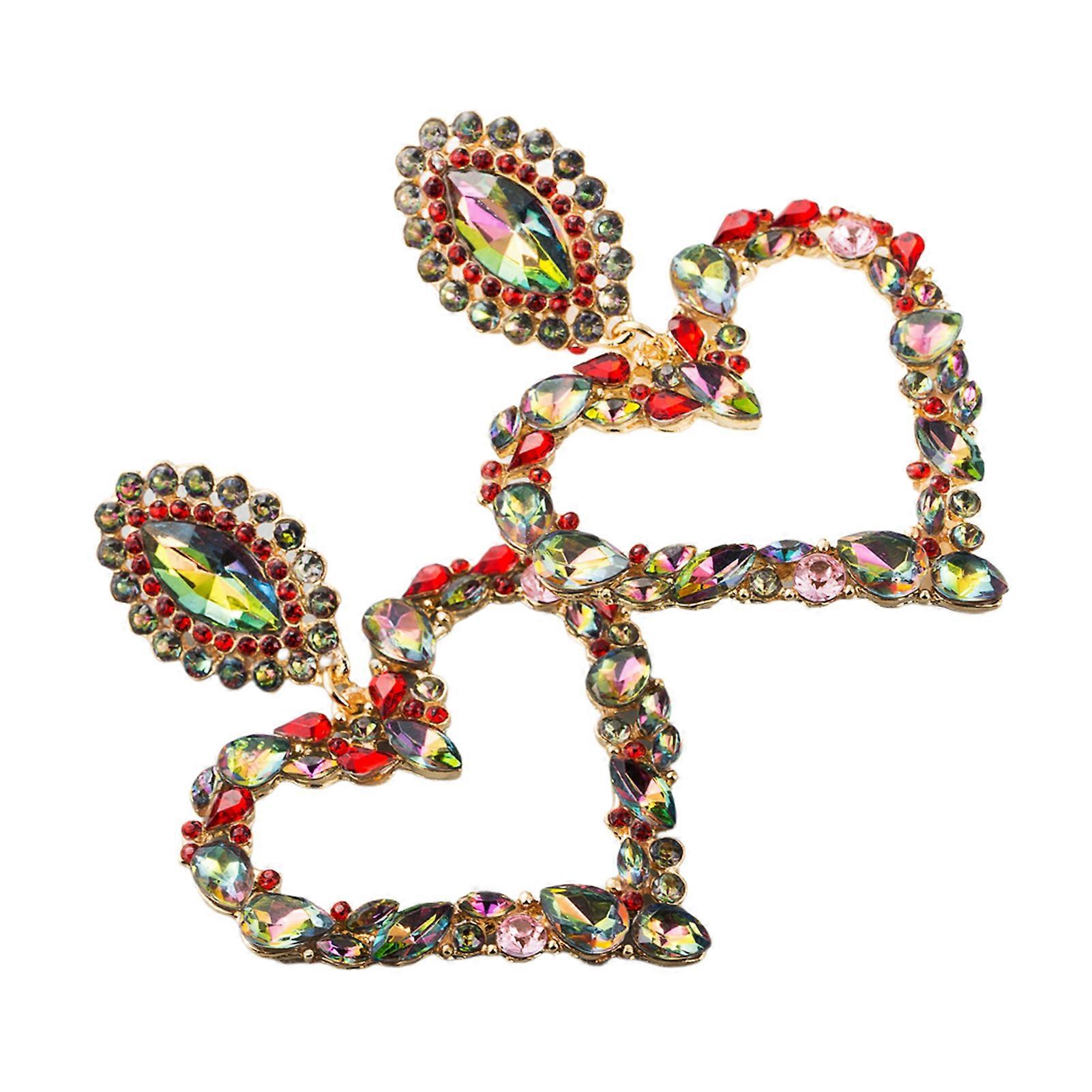 Fashion Heart Rhinestone Earring Crystals Dangle Statement Earring for Brides