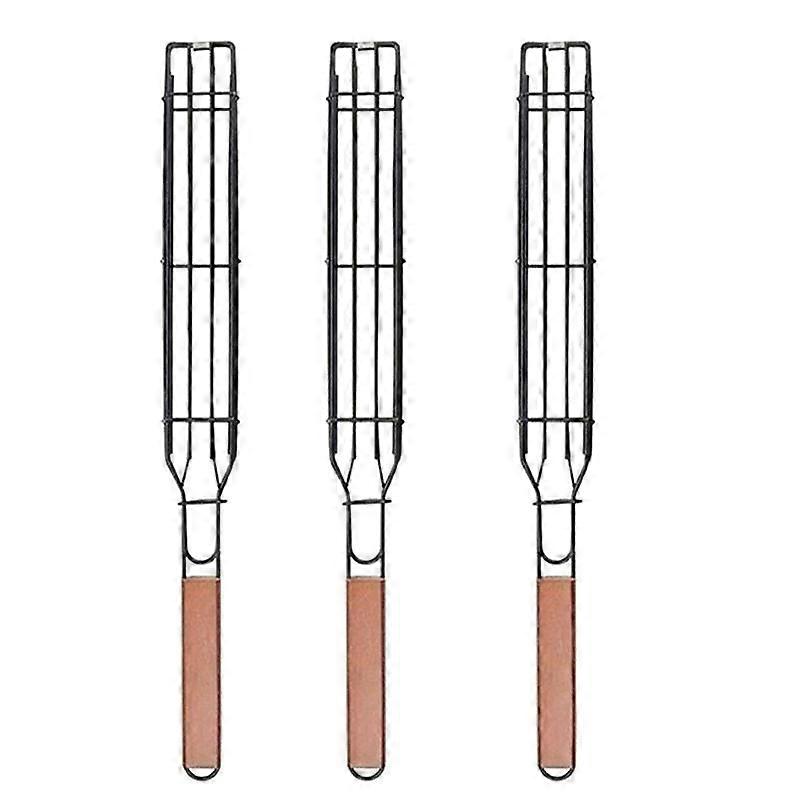 3Pcs BBQ Grilling Basket Stainless Steel Barbecue Grill Basket Tools Grill Mesh for Fish Vegetable