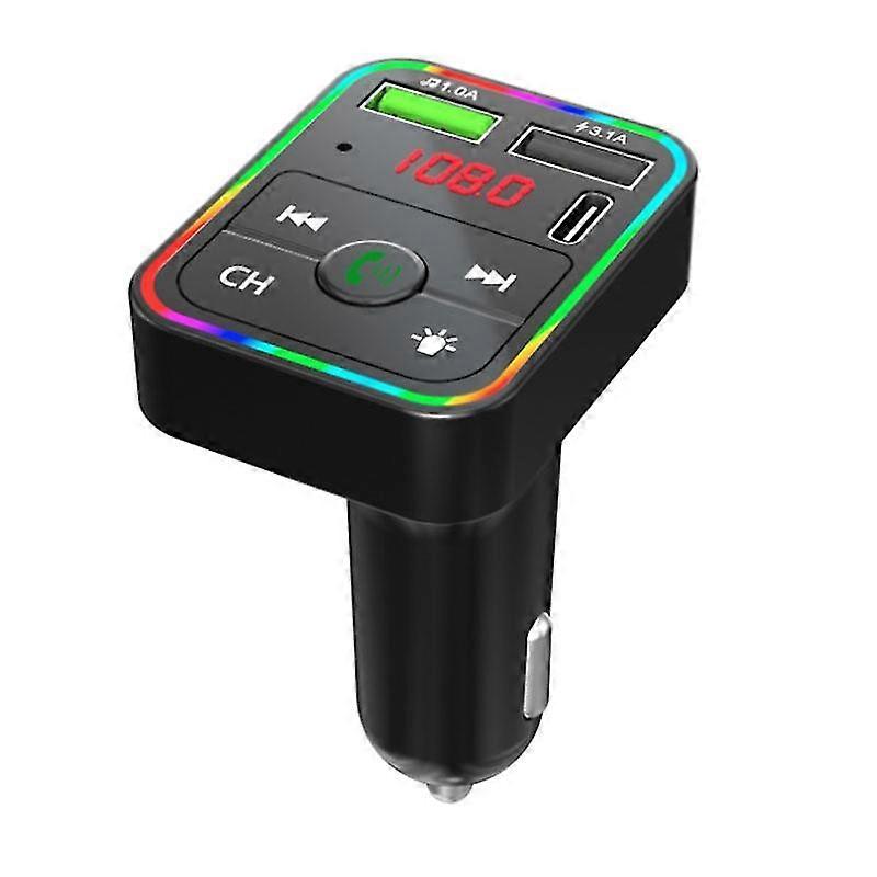 F2 MP3 Wireless Bluetooth 5.0 FM Radio Transmitter for Car,Adapter and Receiver,Dual USB Type-C Charging Car Charger