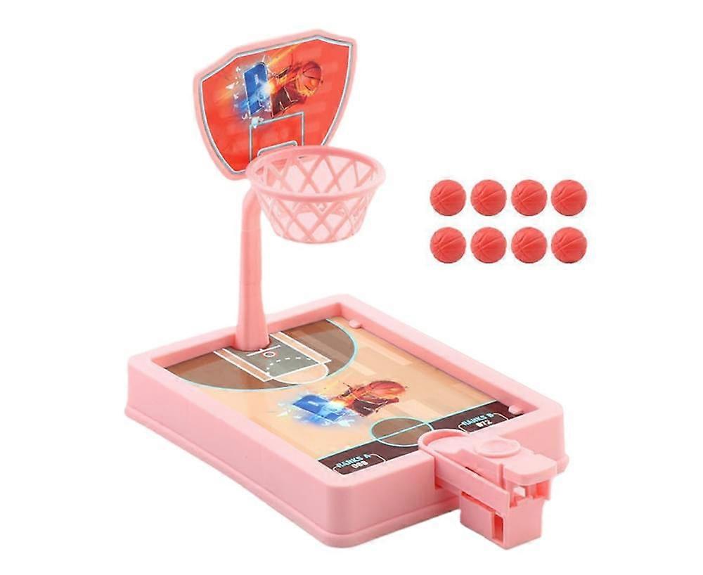 Mini Basketball Toy High Simulation Interactive Adjustable Early Learning Desktop Basketball Game for Children - Pink