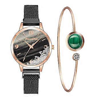 Juxiaoshou Frauen Mode Uhr Uhr Edelstahl Casual Kleid Handgelenk Kristall