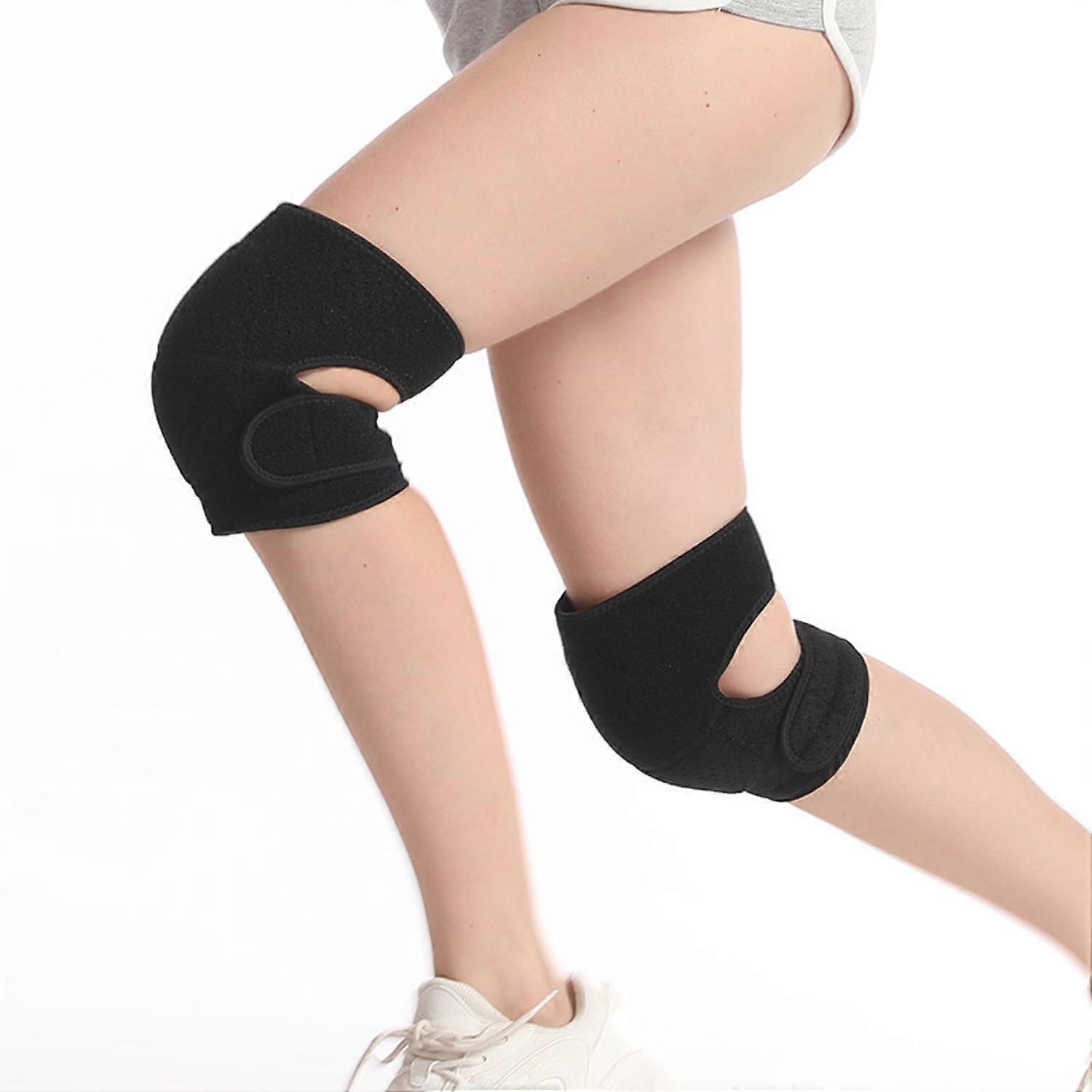 1 pair of black sports knee pads