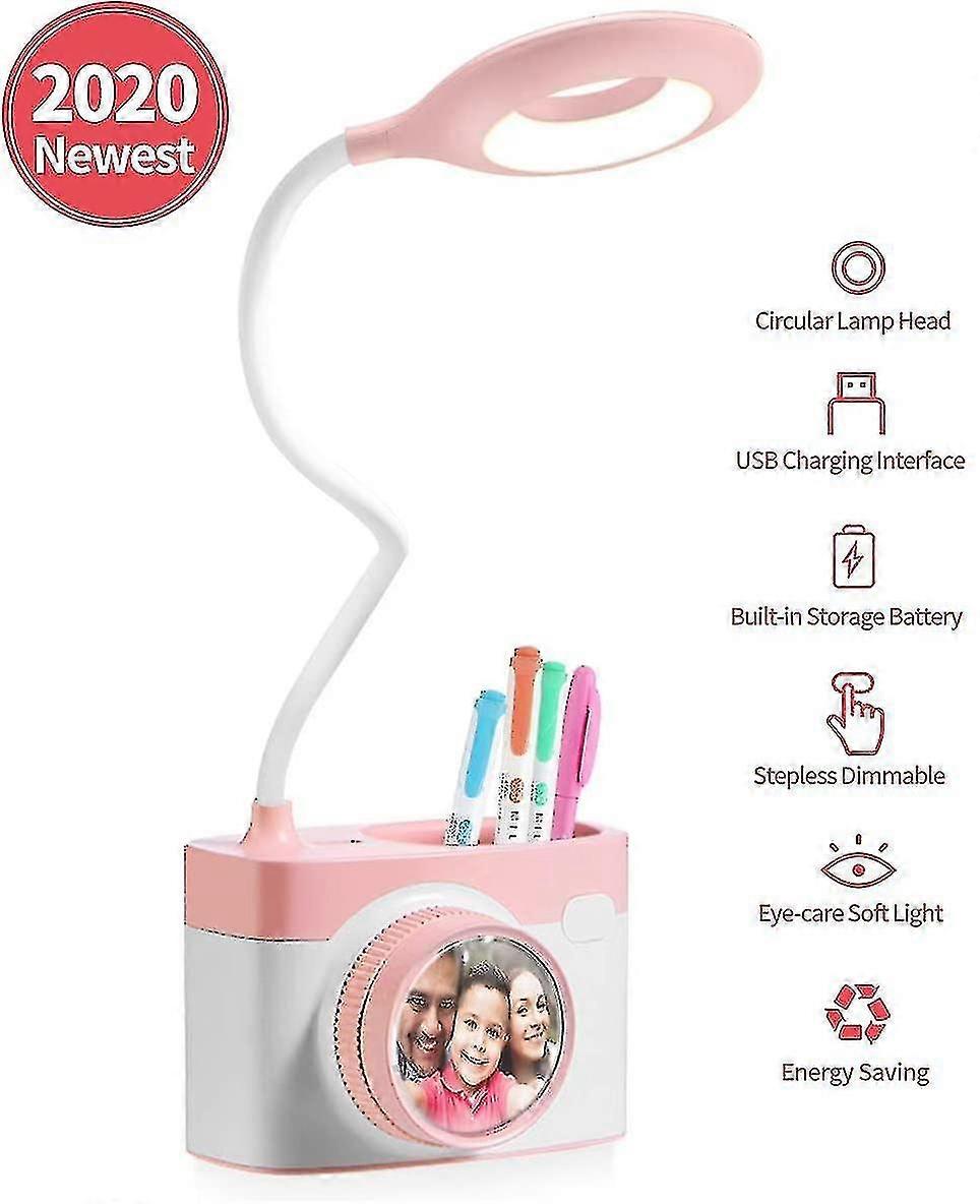 Desk Lamp For Children, Eye-friendly Reading Lamp With Pen Holder, Usb Rechargeable Table Lamp, Dimmable Bedside Lamp With Touch Sensor