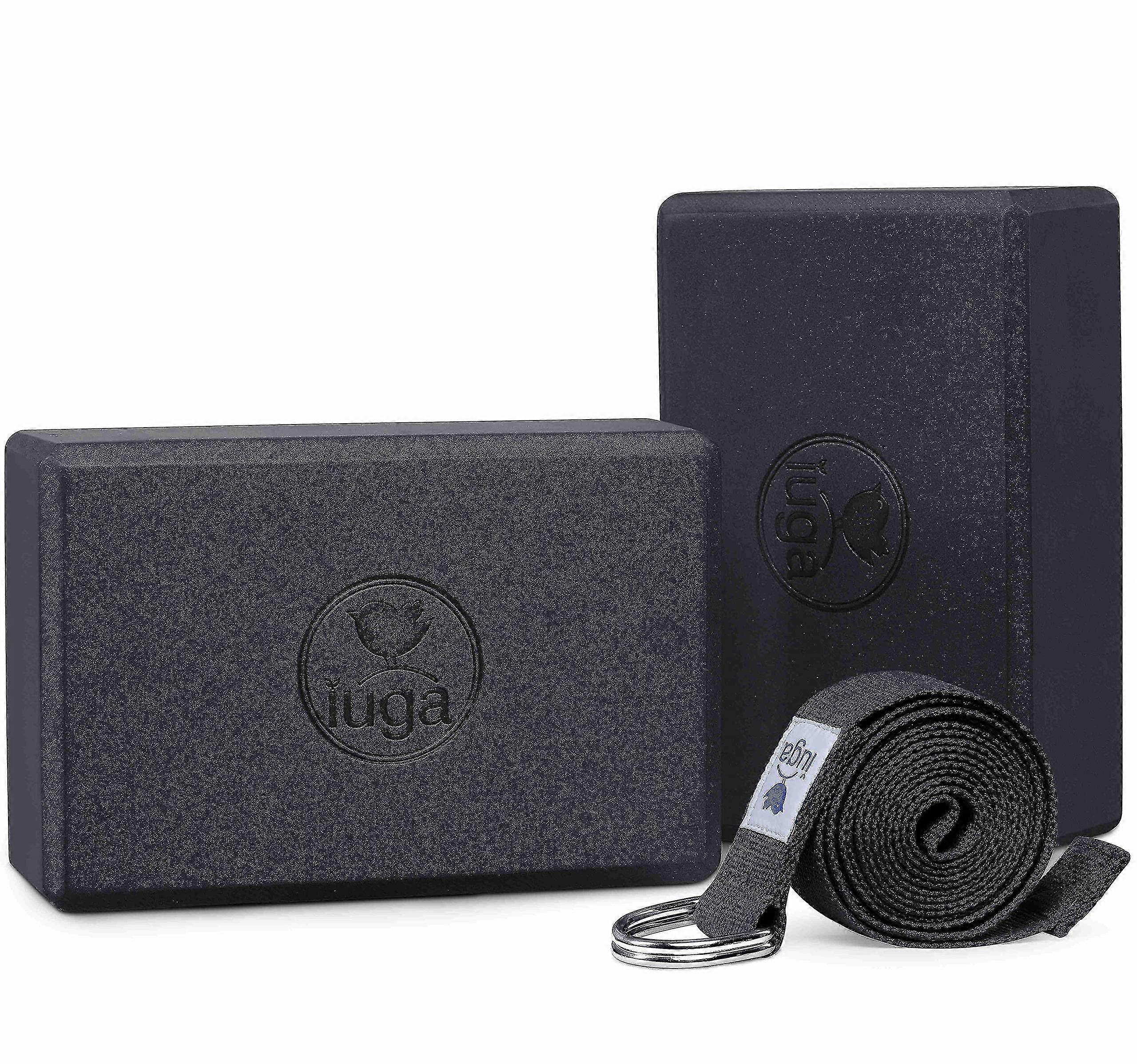 Yoga Block Set Of 2 (9"x6"x3") With Metal D-ring Yoga Strap High Density Yoga Brick To Improve Strength Flexibility And Balance Light Weight And Non-s