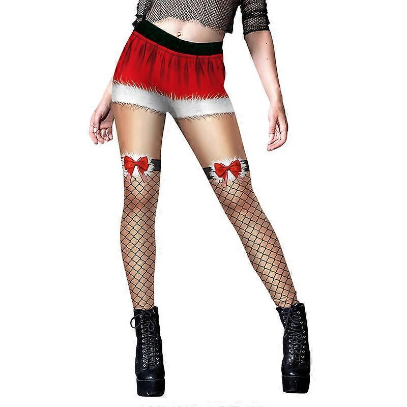 Women's Satan Cluas Ugly Christmas Xmas Leggings Funny Costume Tights