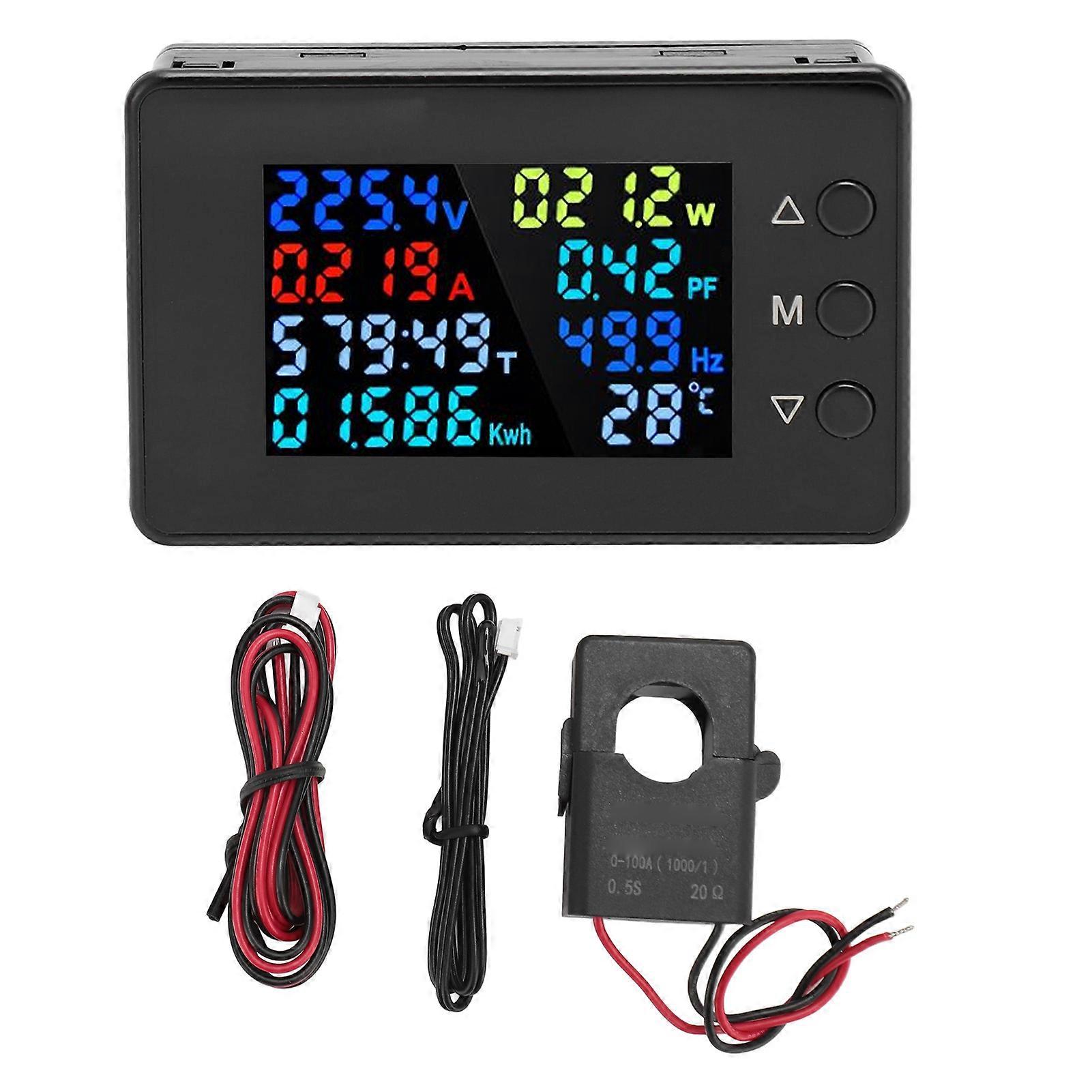AC Power Energy Multimeter 0?100A 50?300V Colorful LCD Display Digital Voltmeter Ammeter with 485 Interface