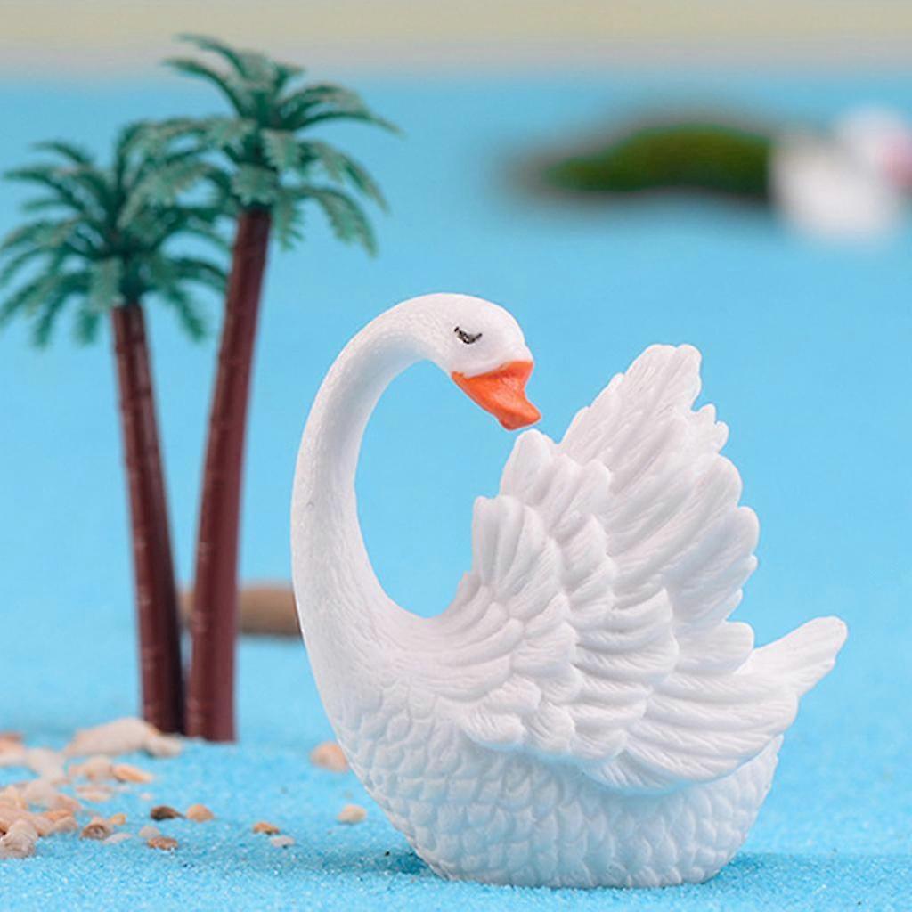 Cute Resin Swan Statue Figurine Ornaments For Tabletop Shelf Wine Cabinet