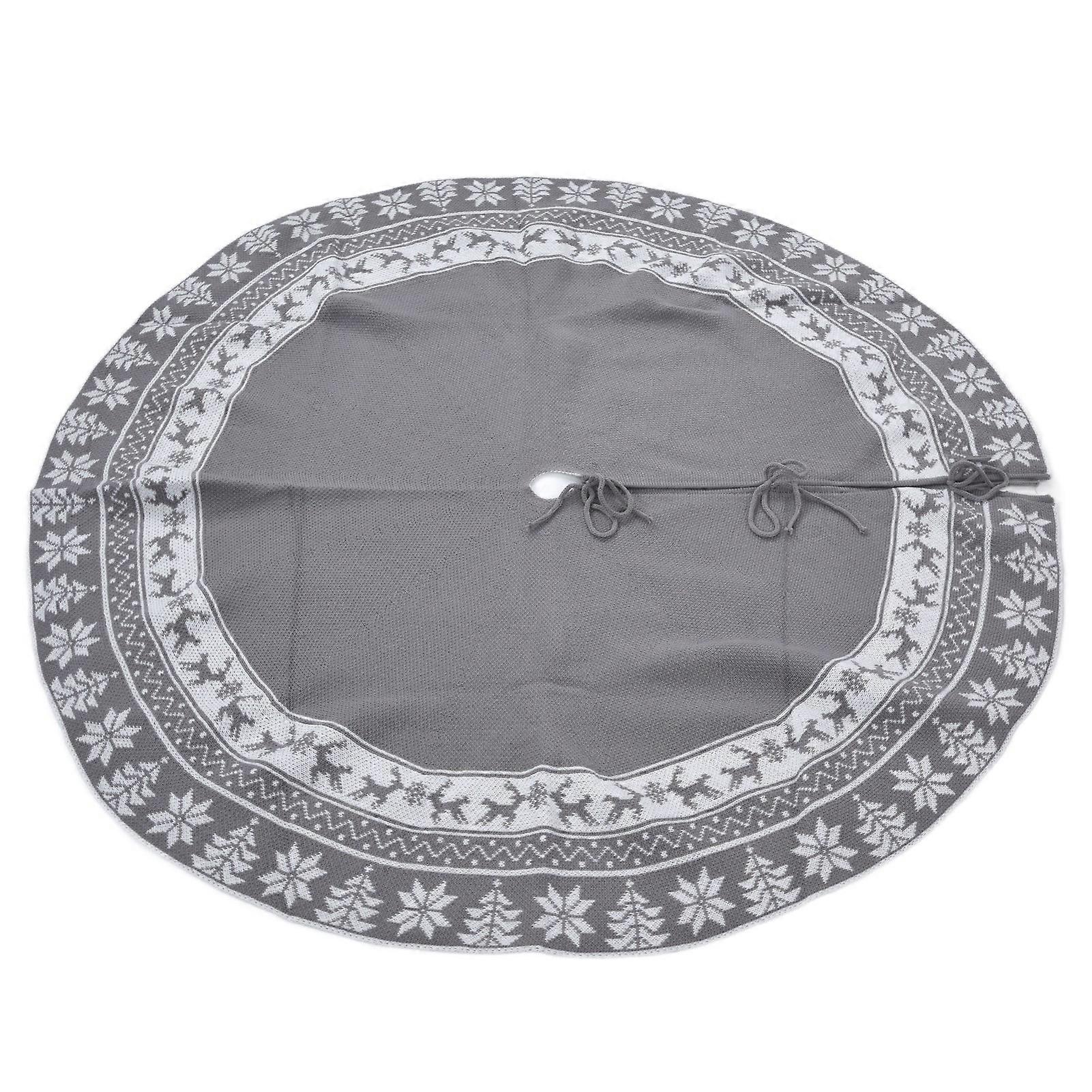 Tricotat de pom de Crăciun Fusta Reutilizabile Xmas Tree Stand Mat Floor Protector Home Party DecorationGri