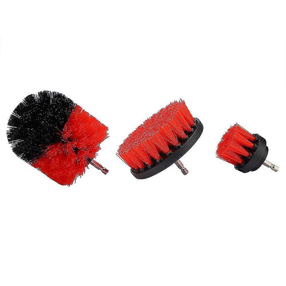 3pcs Red Tile Grout Cleaner Drill Brush with PP Bristles