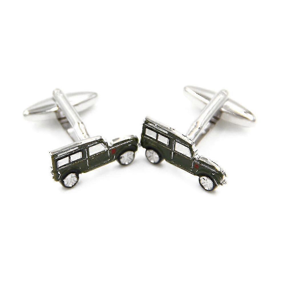 car Cufflinks Fun Army Green Off