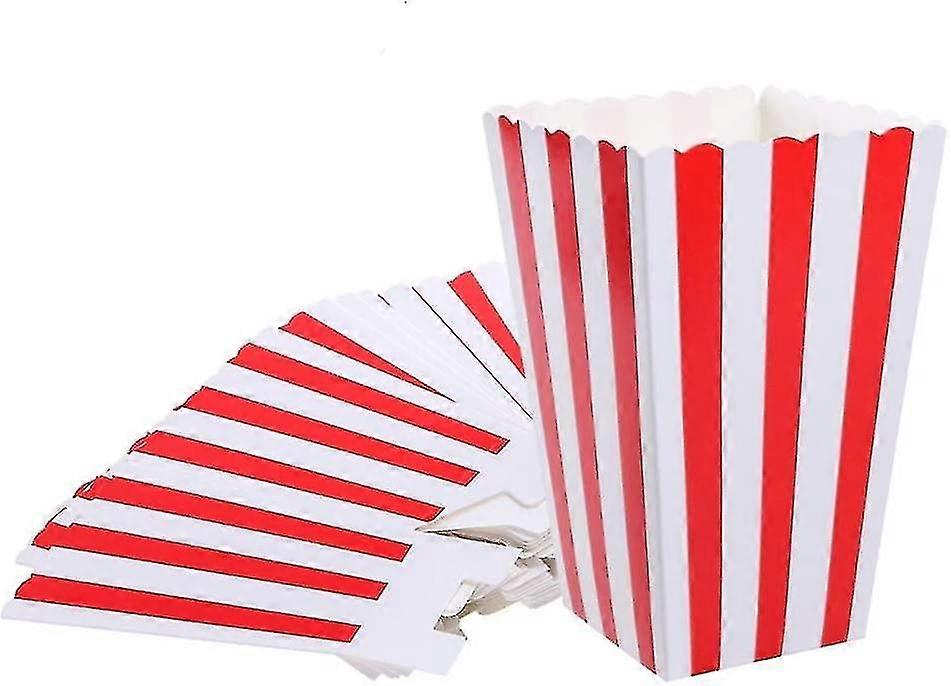 50pcs Red Striped Popcorn Boxes Carnival Parties Mini Paper Popcorn And Candy Containers