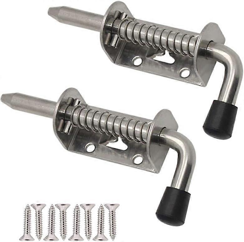 Gate Latch 2 Pieces Door Latch Door Latch Sliding Door Latch Sliding Bolt Spring Latch Spring Latch for Garage Door 128 * 47 mm Silver