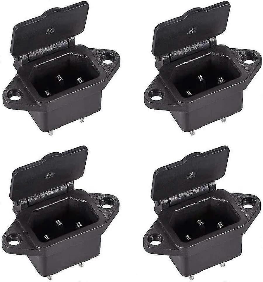Iec320 C14/3 Pin Male Plug Chassis Pcb Panel Power Inlet Socket Connector With Cover Ac 250v/10a 4 Pcs