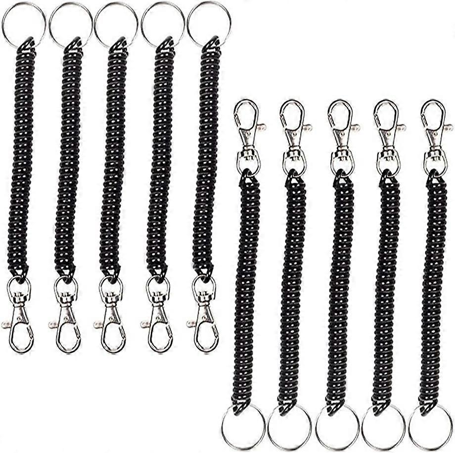 10 PCS Black Plastic Flexible Multicolor Fishing Ropes Elastic Key Chain