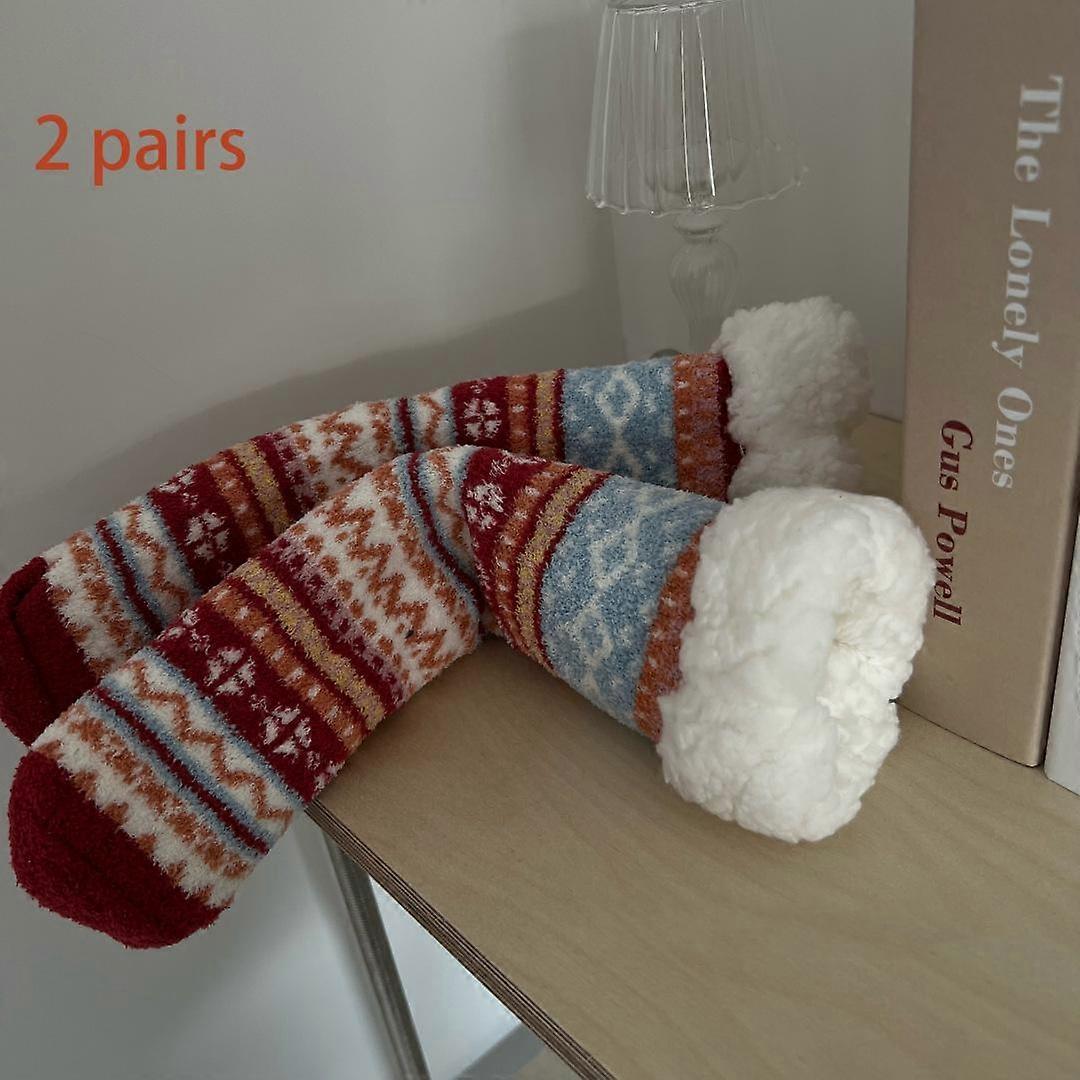 Thick to no friend" winter home bi prepared thick warm floor socks female plush coral home sleep socksChristmas Red