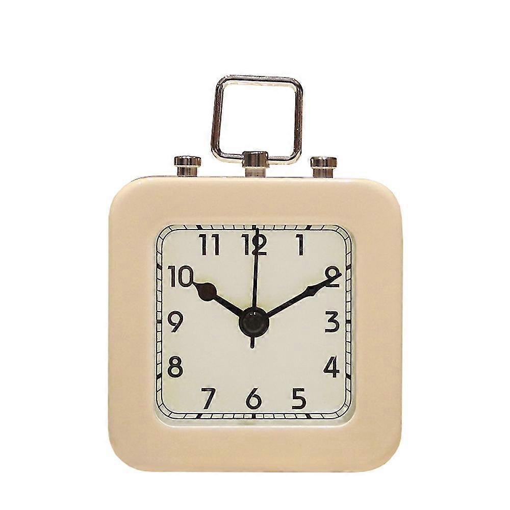 Creative Small Alarm Clock Battery-powered Clock Metal Shell White