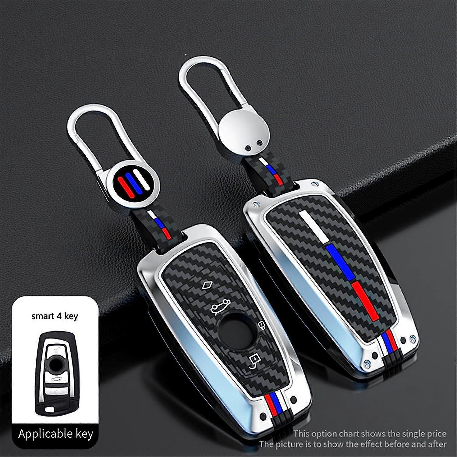 Zinc Alloy Car Key Cover Cases for bmw 1 3 5 Series F10 F11 F20 F30 F31 F34 G20 G30 X3 F25 X4 I3 M3 M4 with Carbon Fiber Pattern Soft Silicone (3 Butt
