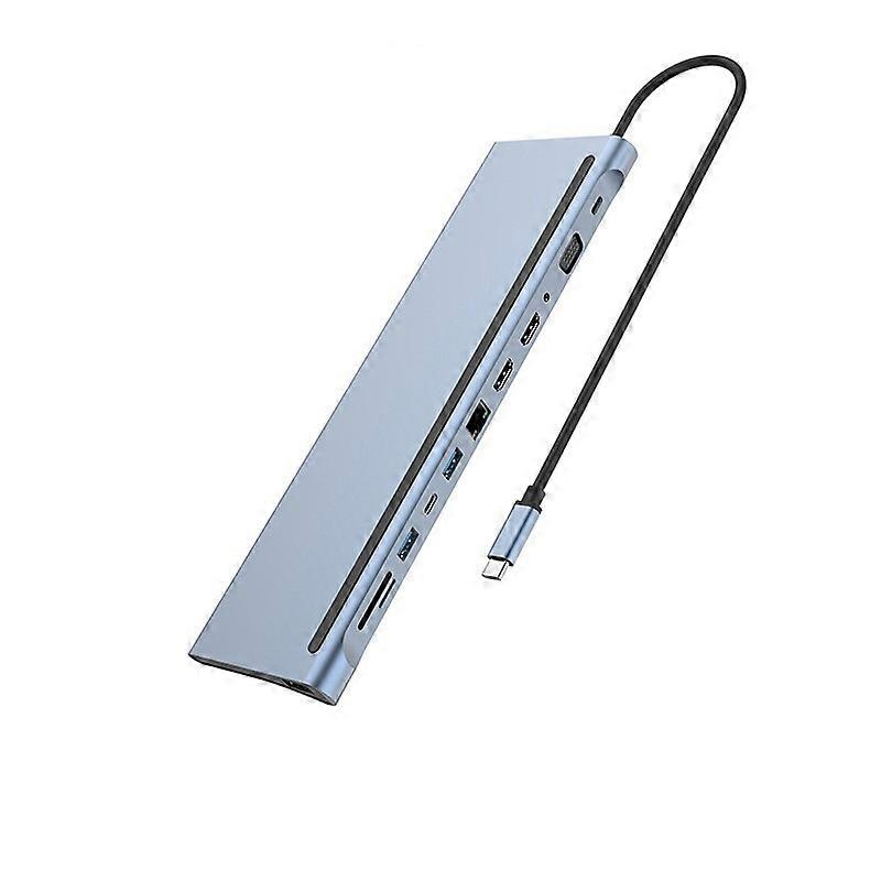 USB C docking station, 12 in 1 triple display USB C hub with multiple interface adaptation