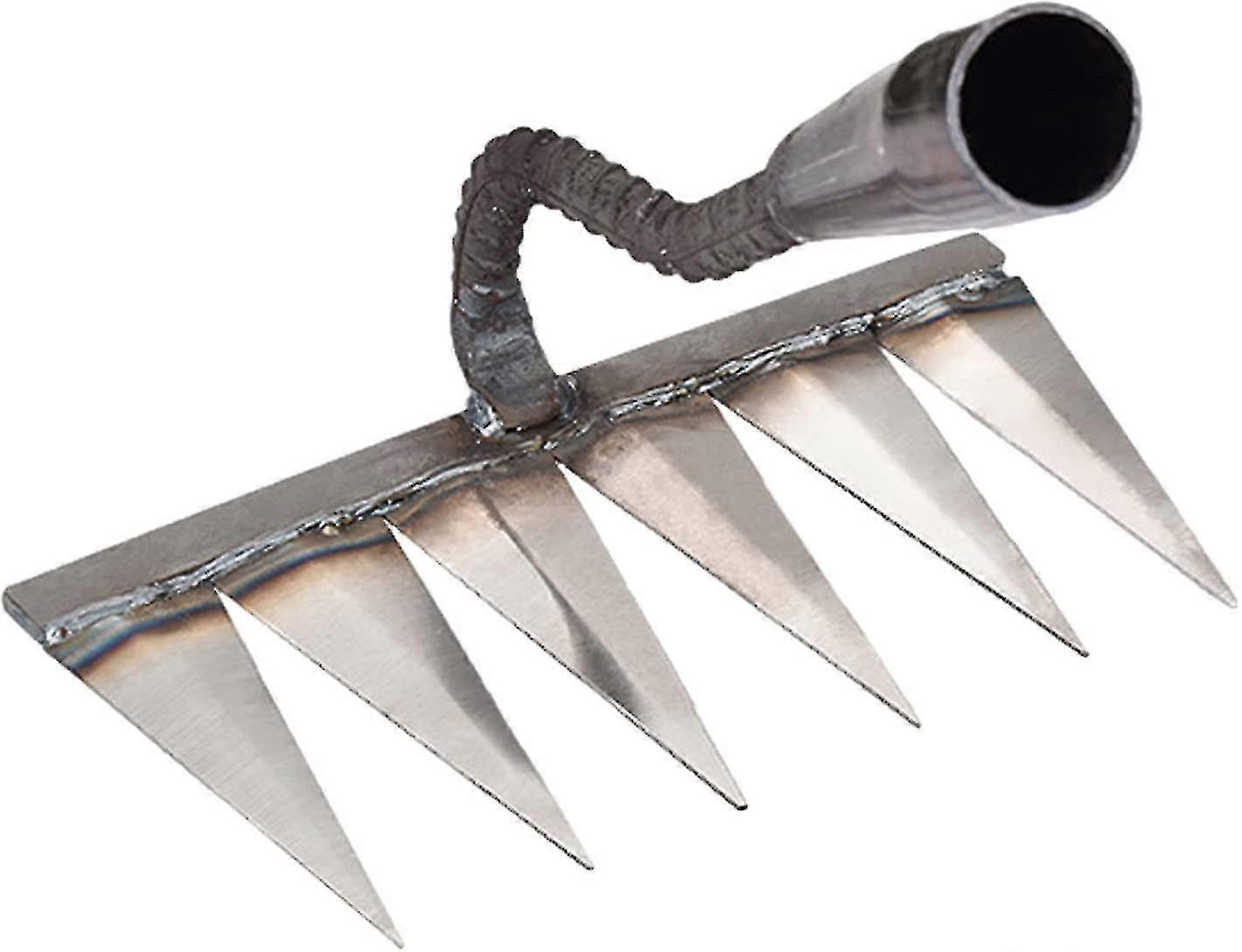 Hand Rake, Garden Hoe Weed Rake Farm Tool Heavy Duty Metal Tine Rake For Digging, Stubble, Weeding, Surface, Pointed Garden Rake