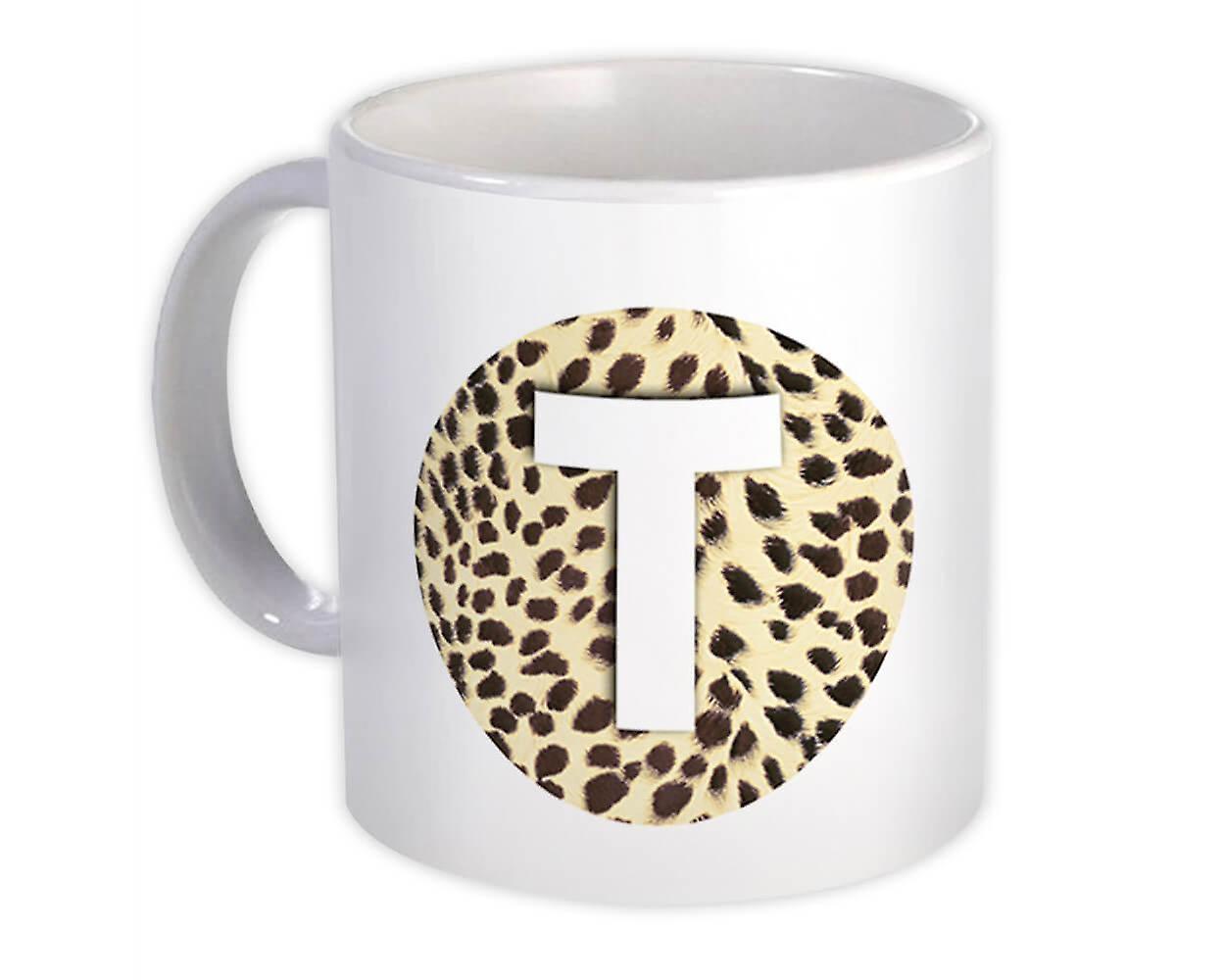 Gift Mug: Monogram Letter T Cheetah