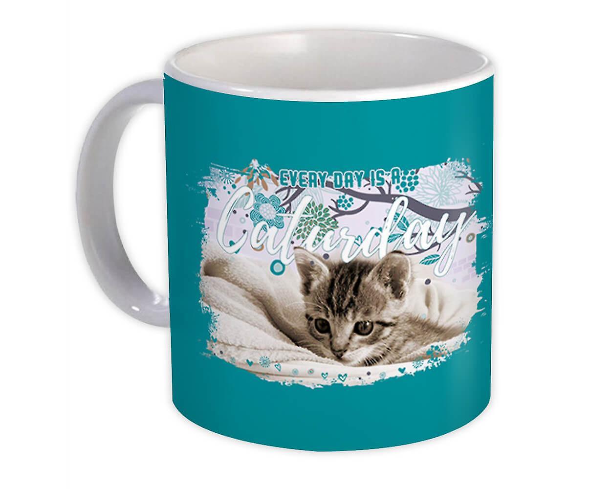 Geschenkbecher: Kätzchen Blumen Katze