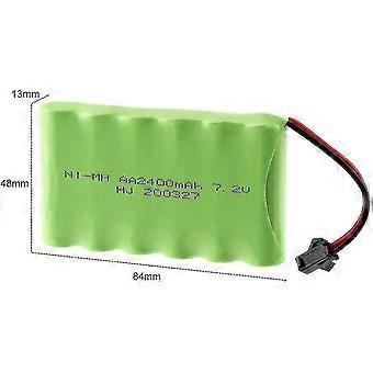 YUNIQUE Batteria Ricaricabile 7.2V 2400mAh Ni-MH Per Auto RC: Con Connettore SM-2P E Cavo USB, Verde