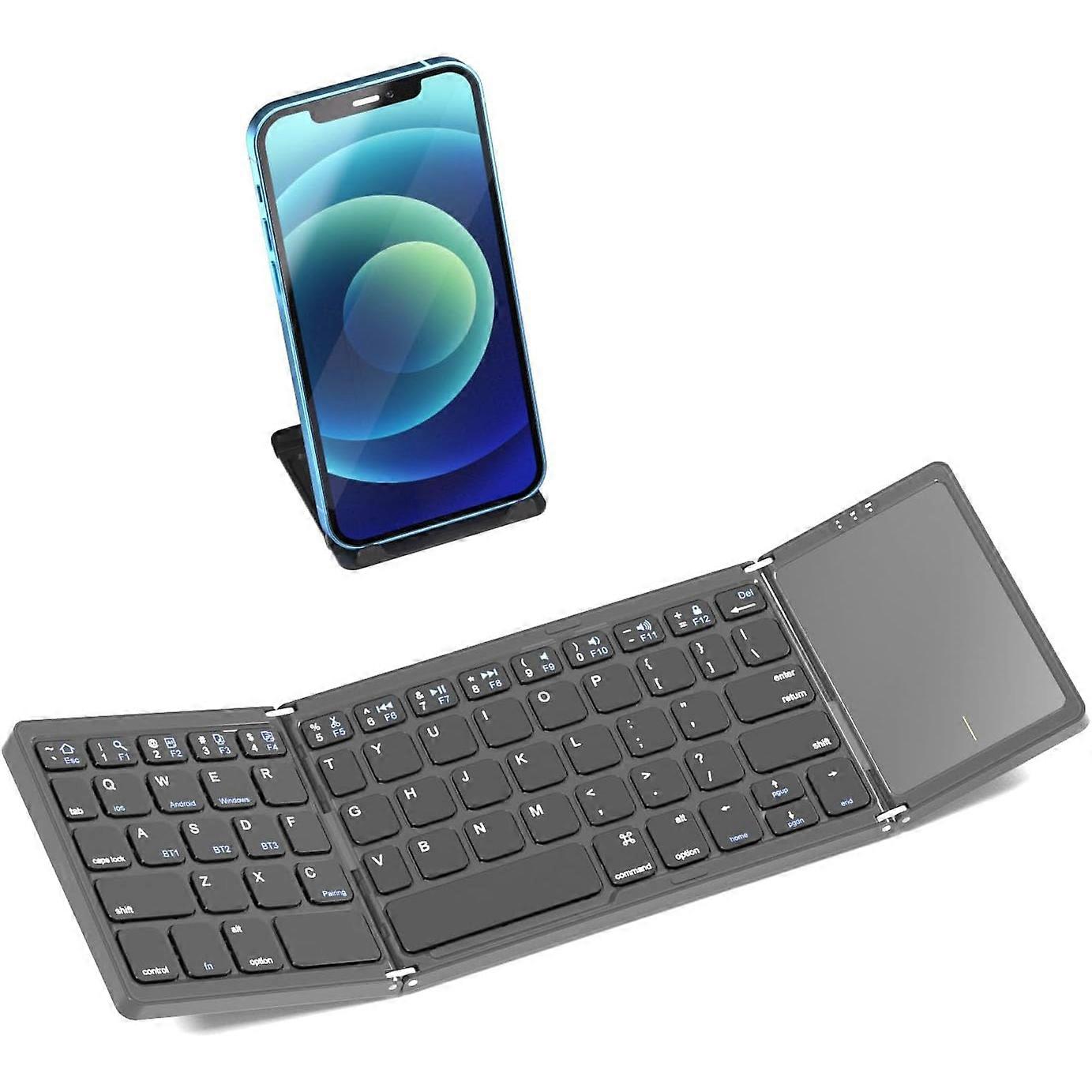 Foldable Bluetooth Keyboard, Wireless Portable Keyboard with Larger Touchpad