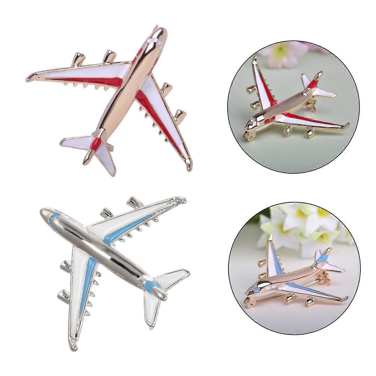 2 stuks vrouwen mannen sieraden vliegtuig vliegtuig broche mode corsage kraag pin