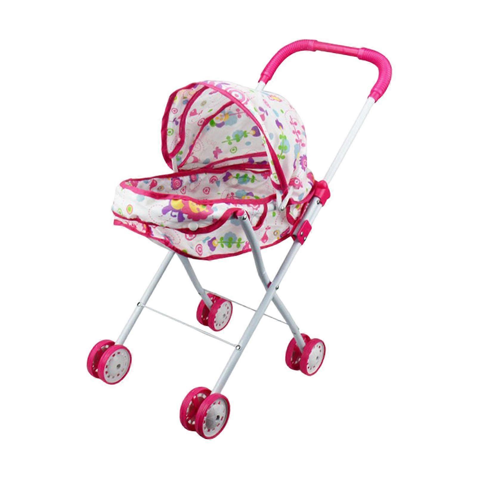 Foldable Doll Stroller Interactive Simulation Pushchair Toy for Little Girls
