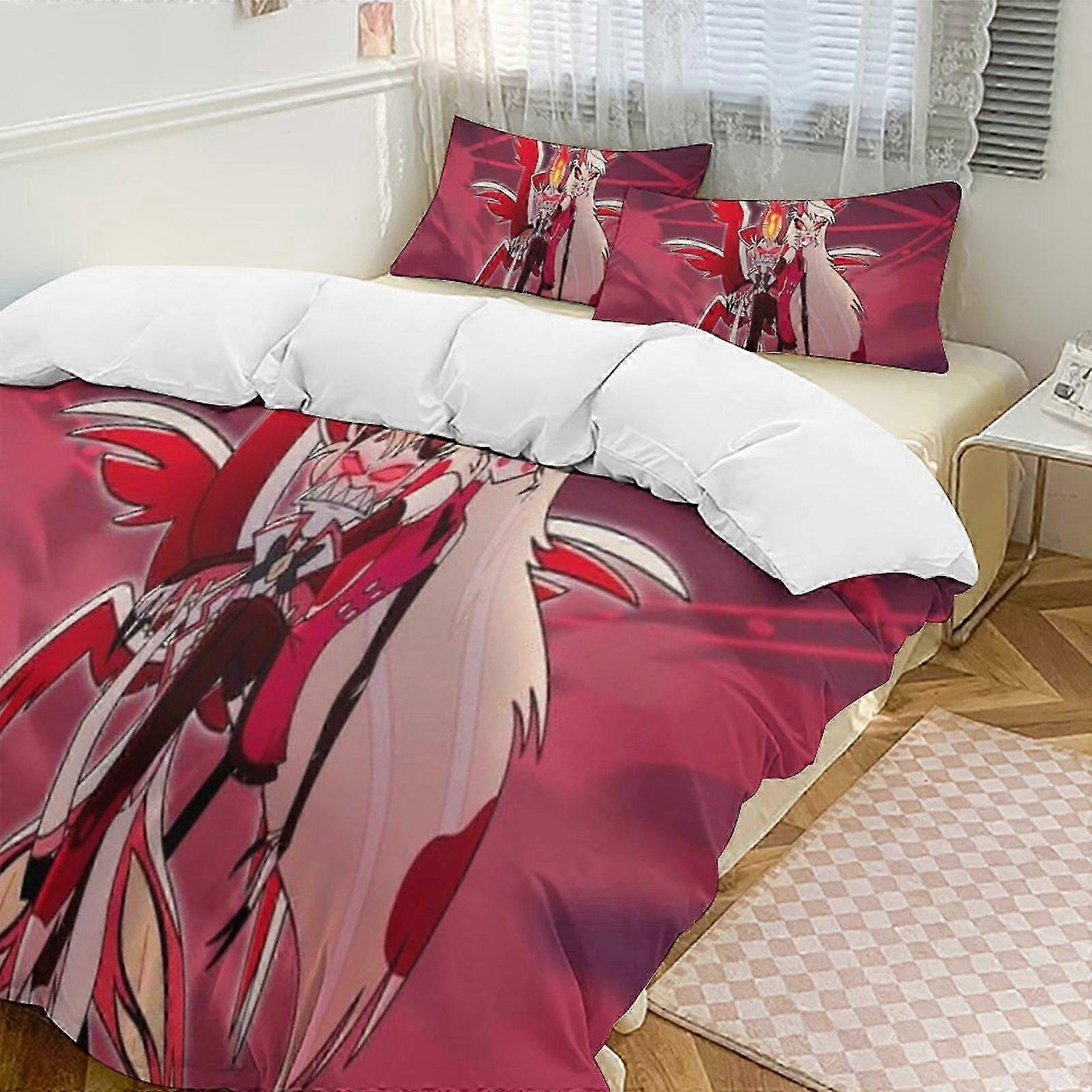 n690 Σεντόνια Hazbin Hotel Πουπουλένιο Πάπλωμα Σετ κλινοσκεπασμάτων μικροϊνών, (1 παπλωματοθήκη και 2 μαξιλαροθήκες) Σεντόνια iiv690
