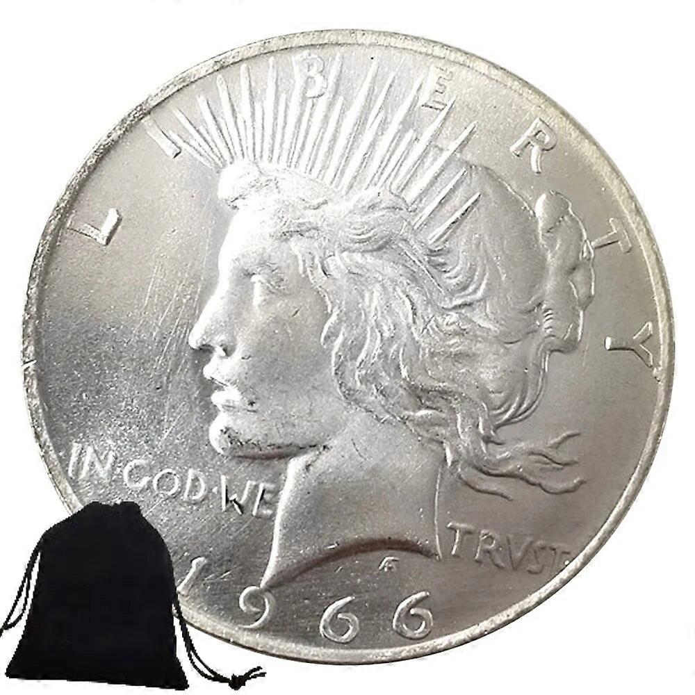 1966年高級1ドルUSAアートコインポケットカップルコイン記念モーガンドルコインラッキーメモリーコイン+ギフトバッグ